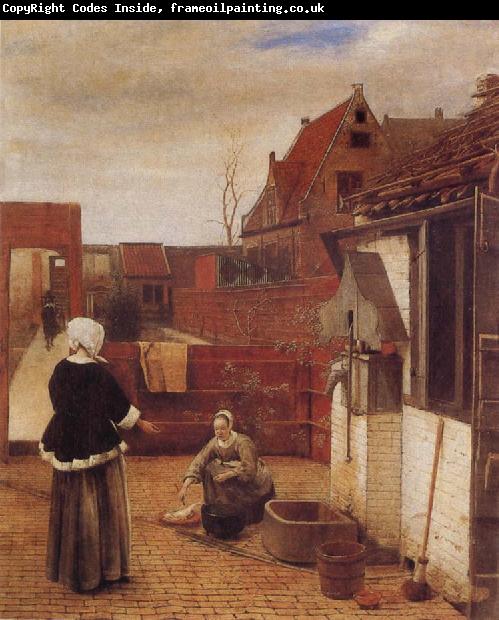 Pieter de Hooch A Woman and her Maid in  Courtyard